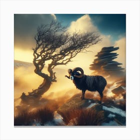 Ram In The Snow 9 Canvas Print