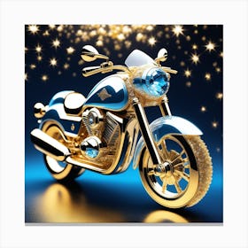 Gold Motorcycle With Diamonds Canvas Print