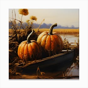 Pumpkins In The Boat Canvas Print