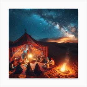 Bedouin Desert Night Gathering 1 Canvas Print