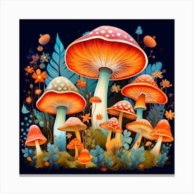 Mushrooms And Flowers 12 Canvas Print