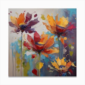 Abstract Flower Paintings Canvas Print