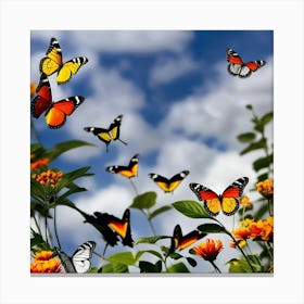 Butterfly Garden Photo Canvas Print