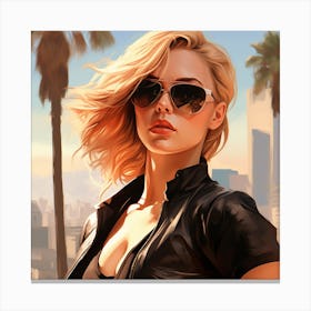 Grand theft auto A Los Angeles Scarlett Johansson Wearing Sunglasses Canvas Print