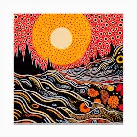 Yayoi Kusama Inspired Sunrise Beach Print Canvas Print