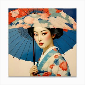 Japanese woman with an umbrella 2 Canvas Print
