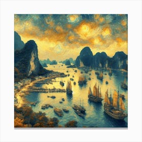 Starry Night In Ha Long Bay V2 Canvas Print