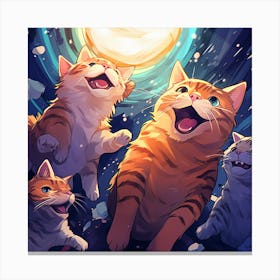 Cats In The Moonlight Canvas Print
