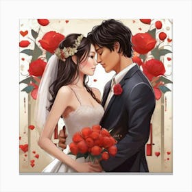 Asian Bride And Groom Canvas Print