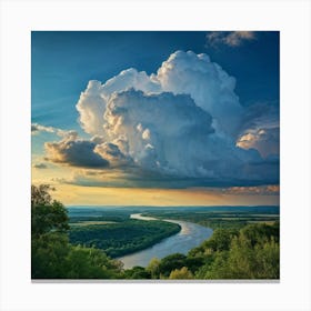 Cumulus Clouds Dominating A Scenic Cloudscape Cascading Into A Deep Azure Sky Edges Of Clouds Dus (4) Canvas Print