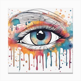 An Abstract Watercolour Painting Of A Cute Eye, Colourful, Whole Image, No Background, 8k, Paint Dri Canvas Print