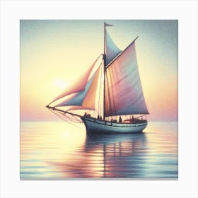 Lonely sailboat Canvas Print