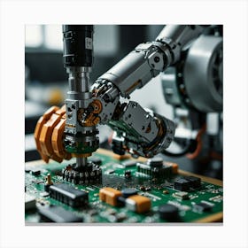 Robot Working On A Circuit Board 1 Canvas Print