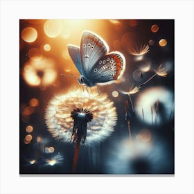 Butterfly On Dandelion Canvas Print