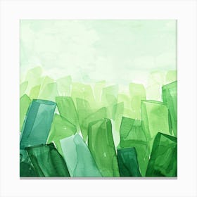 Watercolor Of Green Glass Bottles Canvas Print