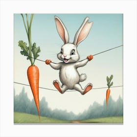 Rabbit Hanging On Wires Canvas Print