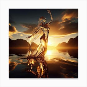 Woman In Water At Sunset Canvas Print