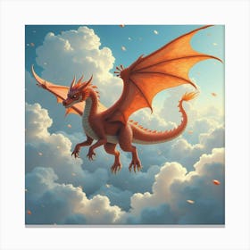 Dragon With Shimmering Scales Soaring Through The Clouds 1 Canvas Print