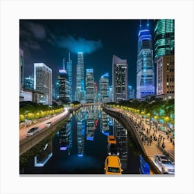 Hong Kong City At Night 5 Canvas Print