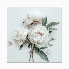 White Peonies On White Background Canvas Print