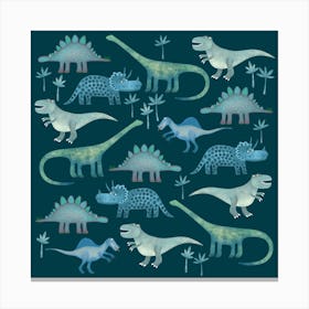 Dinosaurs Dark Canvas Print