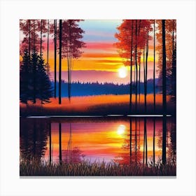 Sunset By The Lake 33 Canvas Print