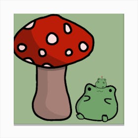 Frog And Mushroom Canvas Print