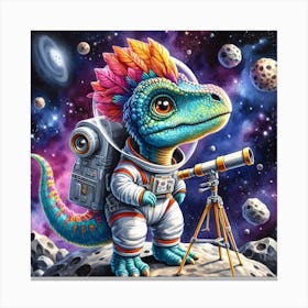 Dinosaur In Space 3 Canvas Print