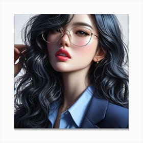 Asian Woman With Glasses Canvas Print