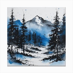 Blue And White Watercolor Painting Canvas Print