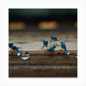 Tiny Birds In The Rain Canvas Print