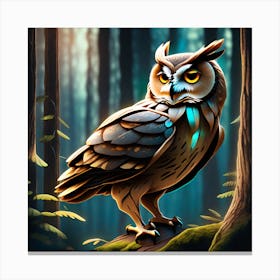 Owl In The Forest 25 Canvas Print