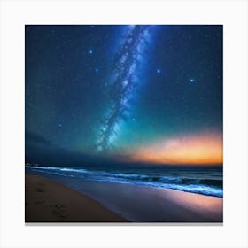 Starry Night Sky Over Beach Canvas Print