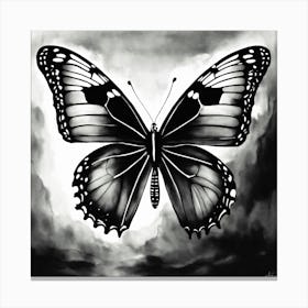 A Butterfly Emerging From The Cocoon In Black And (1) Canvas Print
