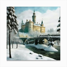 Slovenian Castle In Winter Canvas Print