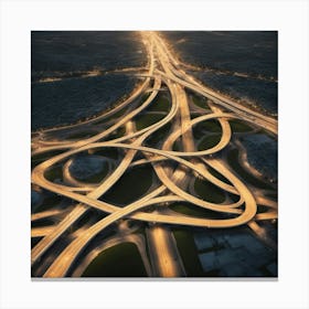 Highway Junction At Night Canvas Print