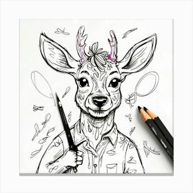 Deer Drawing 24 Canvas Print