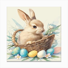 Easter Bunny In Basket Canvas Print