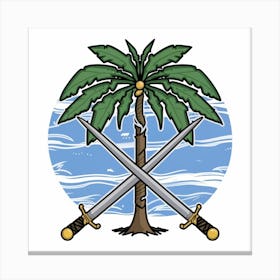 Palm Tree With Swords Canvas Print