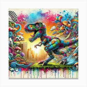 Psychedelic Dinosaur 3 Canvas Print