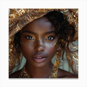 Portrait Of African Woman In Gold Canvas Print