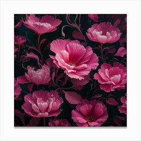 Pink Flowers Wallpaper Canvas Print