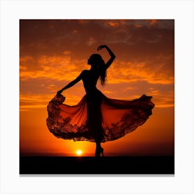 Silhouette Of A Dancer At Sunset 1 Canvas Print