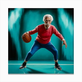 Old Man With A Basketball Canvas Print