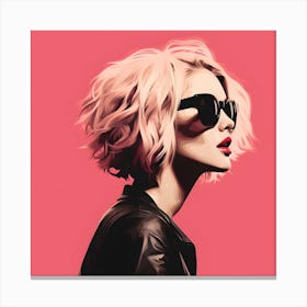 Punk Woman In Pink And Black 3 Canvas Print