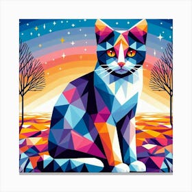 Tigerlily Low Poly Cat Canvas Print