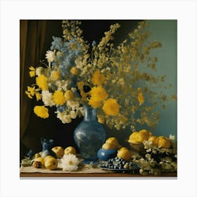 Blue And Yellow Flowers 1 Canvas Print