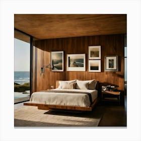 Bedroom Of A Modern Brutalist House On The Beachfr (1) Canvas Print