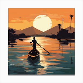 Sunset On The River Canvas Print