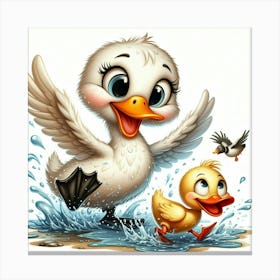 Duck And Ducklings Canvas Print